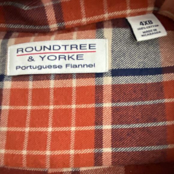 Roundtree & Yorke Big & Tall Men's 4XB Portuguese Flannel Button-Down Shirt NEW - Picture 4 of 5